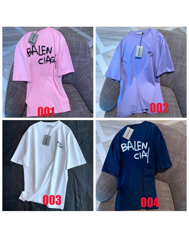 韓国風バレンシアガtシャツ半袖カジュアルファッションカットソートップス個性落書きロゴ付きティシャツ