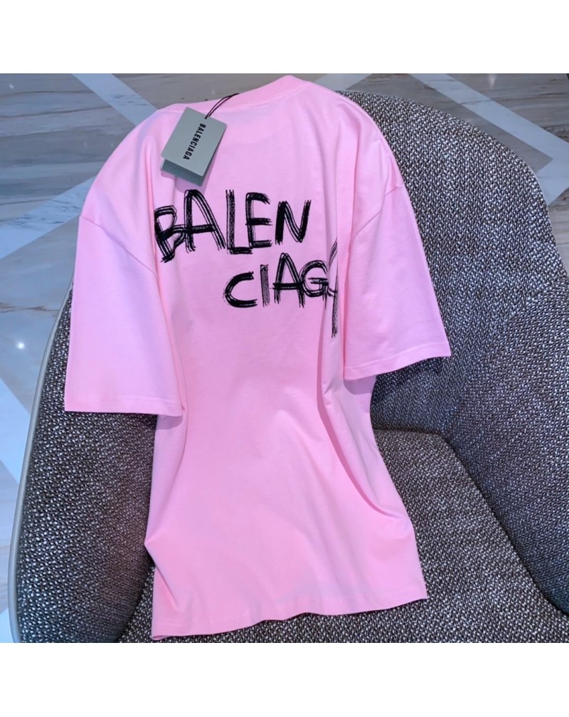 韓国風バレンシアガtシャツ半袖カジュアルファッションカットソートップス個性落書きロゴ付きティシャツ