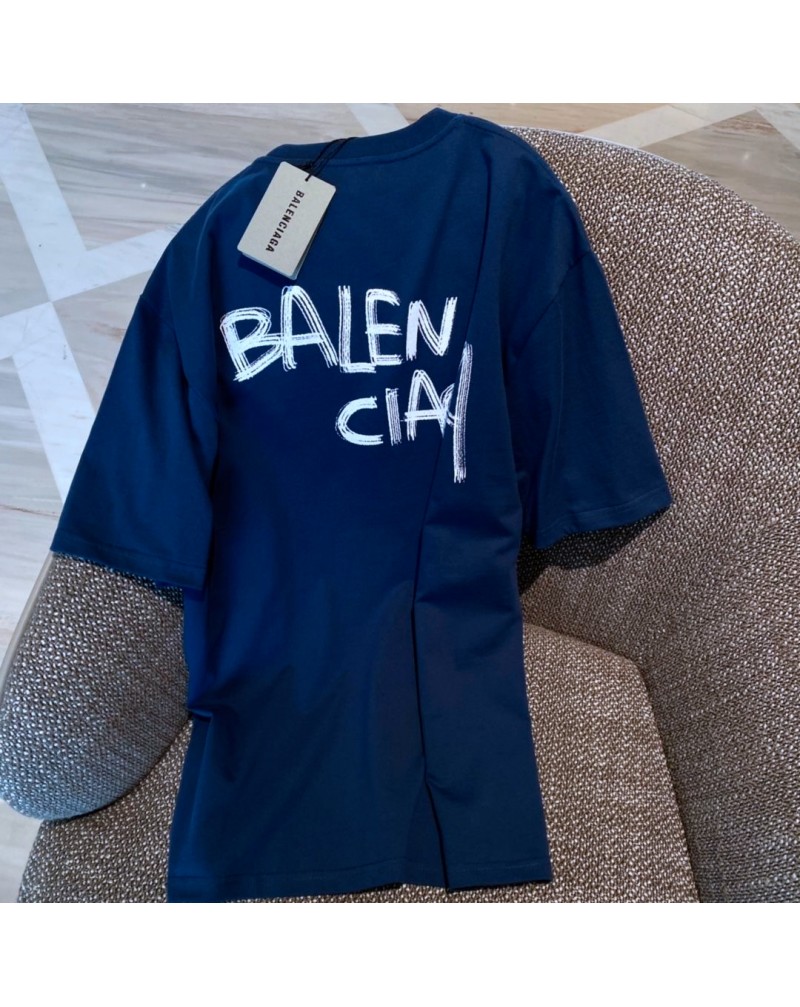韓国風バレンシアガtシャツ半袖カジュアルファッションカットソートップス個性落書きロゴ付きティシャツ