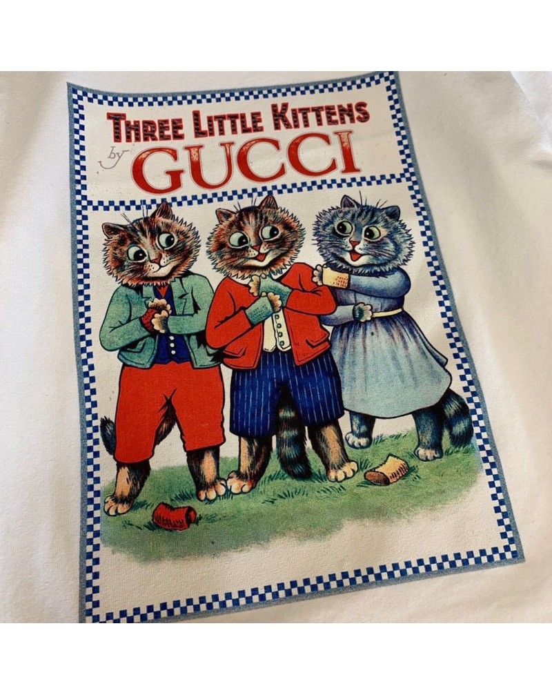 グッチ子供用tシャツスカートセットお洒落可愛い猫付きキッズガールズティシャツチュール上下セットファッション人気