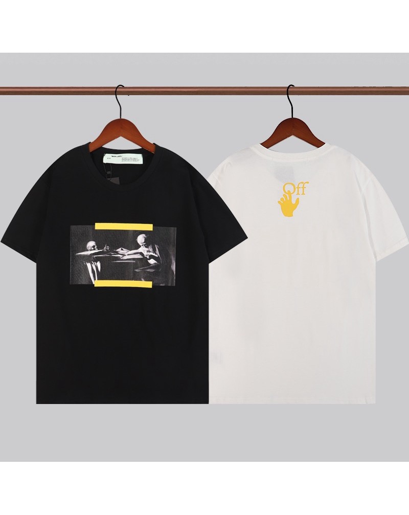 オーフホワイトtシャツ半袖個性潮流ティシャツトップスコットン製ソフト人気上着ペアお揃い