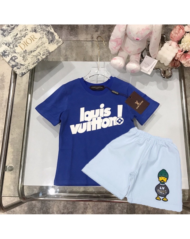 ヴィトン子供服tシャツ半袖ハーフズボンセット上下アップセットおしゃれファッションコットン製ソフト