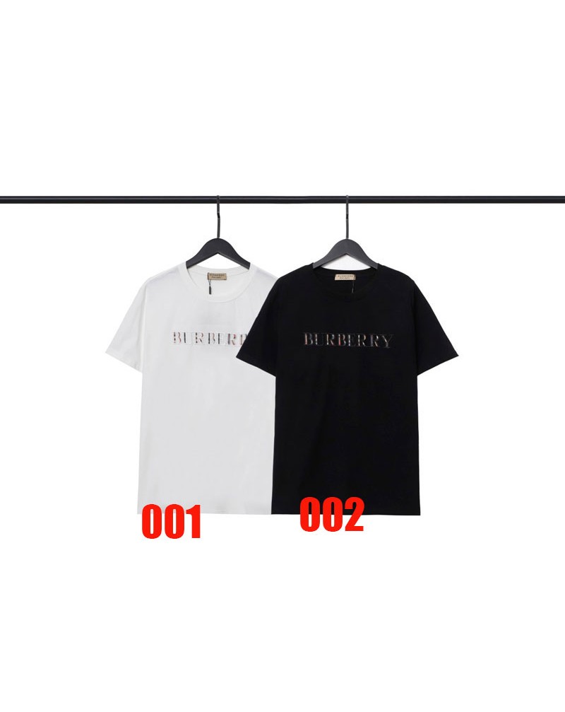 バーバリーＴシャツ半袖オシャレ精緻チェック刺繍ファッションイギリス風ティシャツトップス男女向け