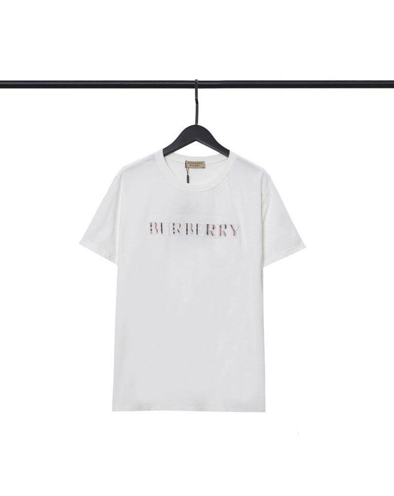 バーバリーＴシャツ半袖オシャレ精緻チェック刺繍ファッションイギリス風ティシャツトップス男女向け