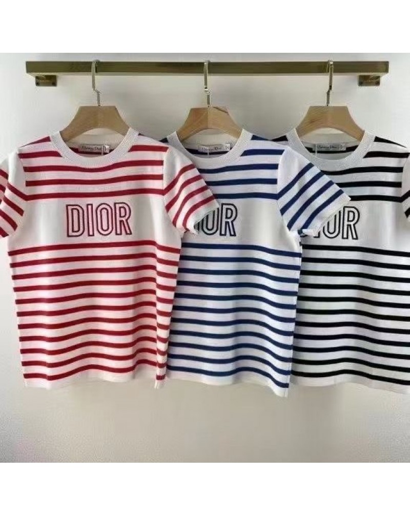 ディオールニットティシャツ半袖お洒落カジュアル人気ブランドtシャツトップスソフト通気性