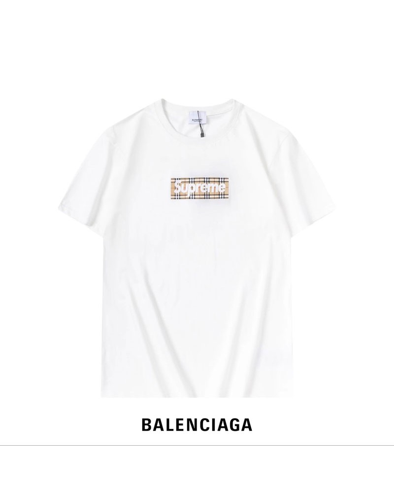 シュプリームバーバリーコラボtシャツ半袖カジュアルファッション潮流ティシャツトップス