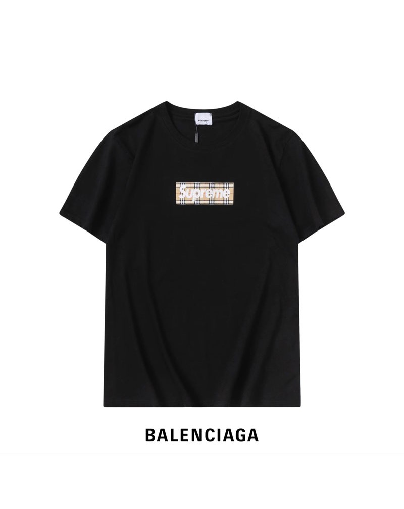 シュプリームバーバリーコラボtシャツ半袖カジュアルファッション潮流ティシャツトップス