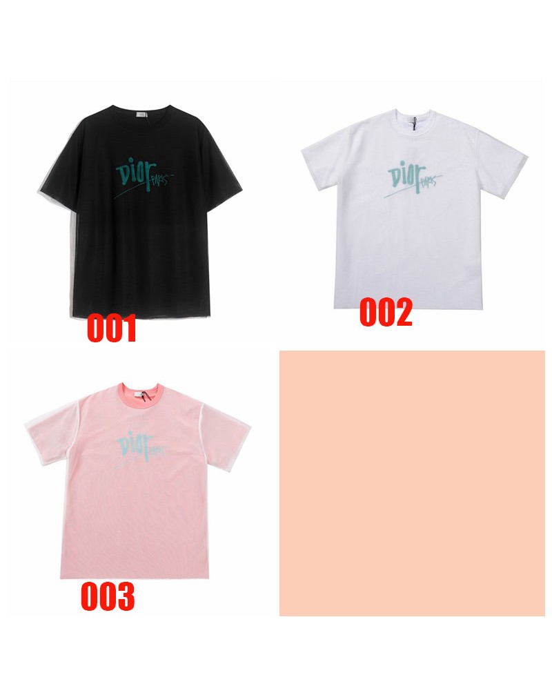 ディオールtシャツ半袖お洒落新作精緻刺繍外側メッシュ付きティシャツトップスカジュアル高級人気