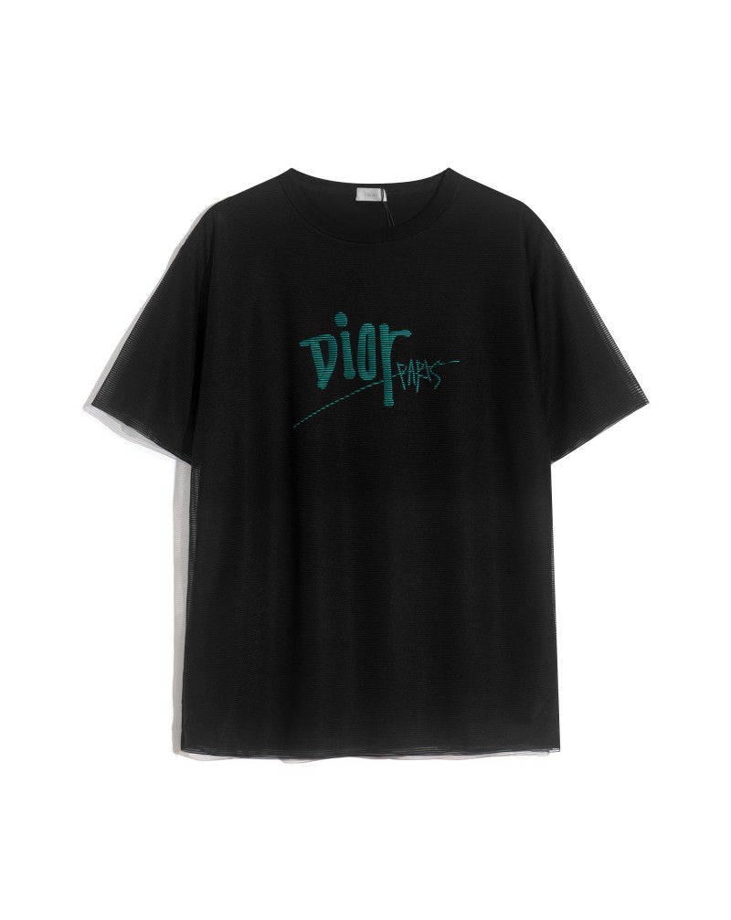 ディオールtシャツ半袖お洒落新作精緻刺繍外側メッシュ付きティシャツトップスカジュアル高級人気