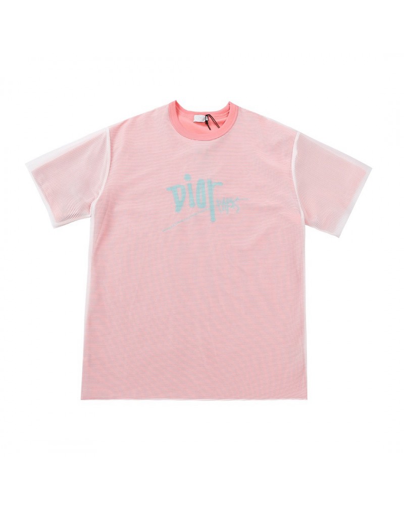 ディオールtシャツ半袖お洒落新作精緻刺繍外側メッシュ付きティシャツトップスカジュアル高級人気