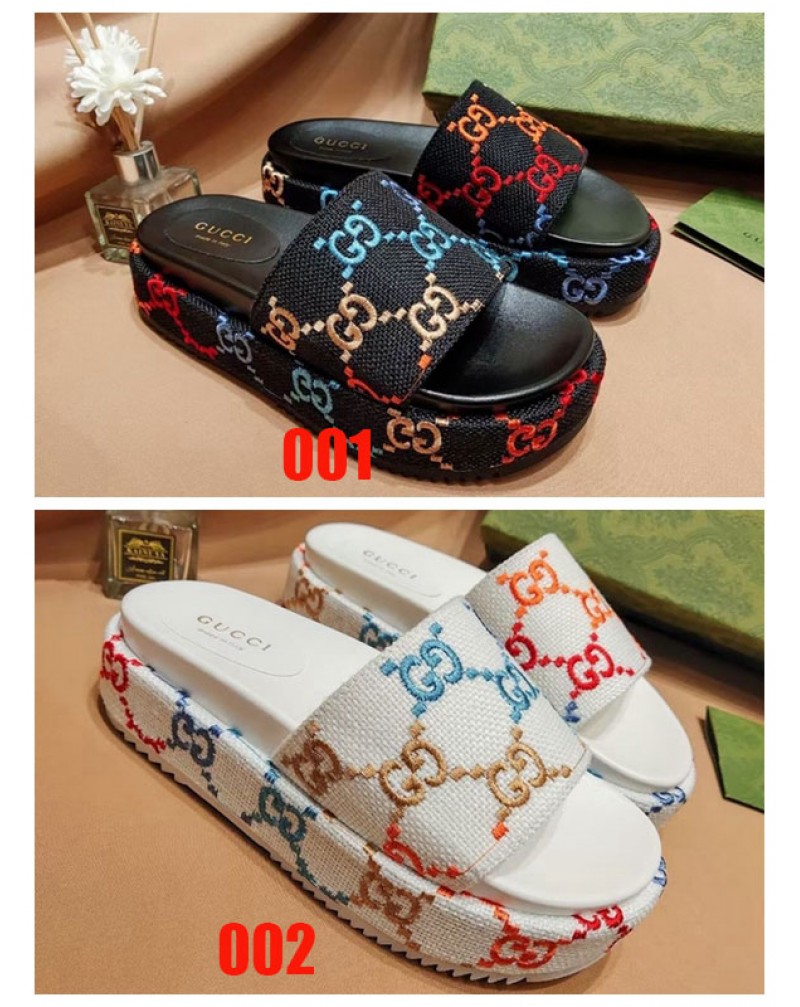 グッチ スリッパ厚い底お洒落ファッションスリッパ精緻刺繍高級スリッパ