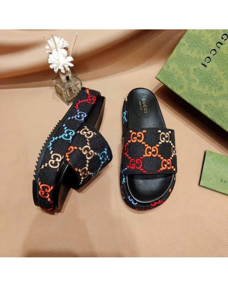グッチ スリッパ厚い底お洒落ファッションスリッパ精緻刺繍高級スリッパ