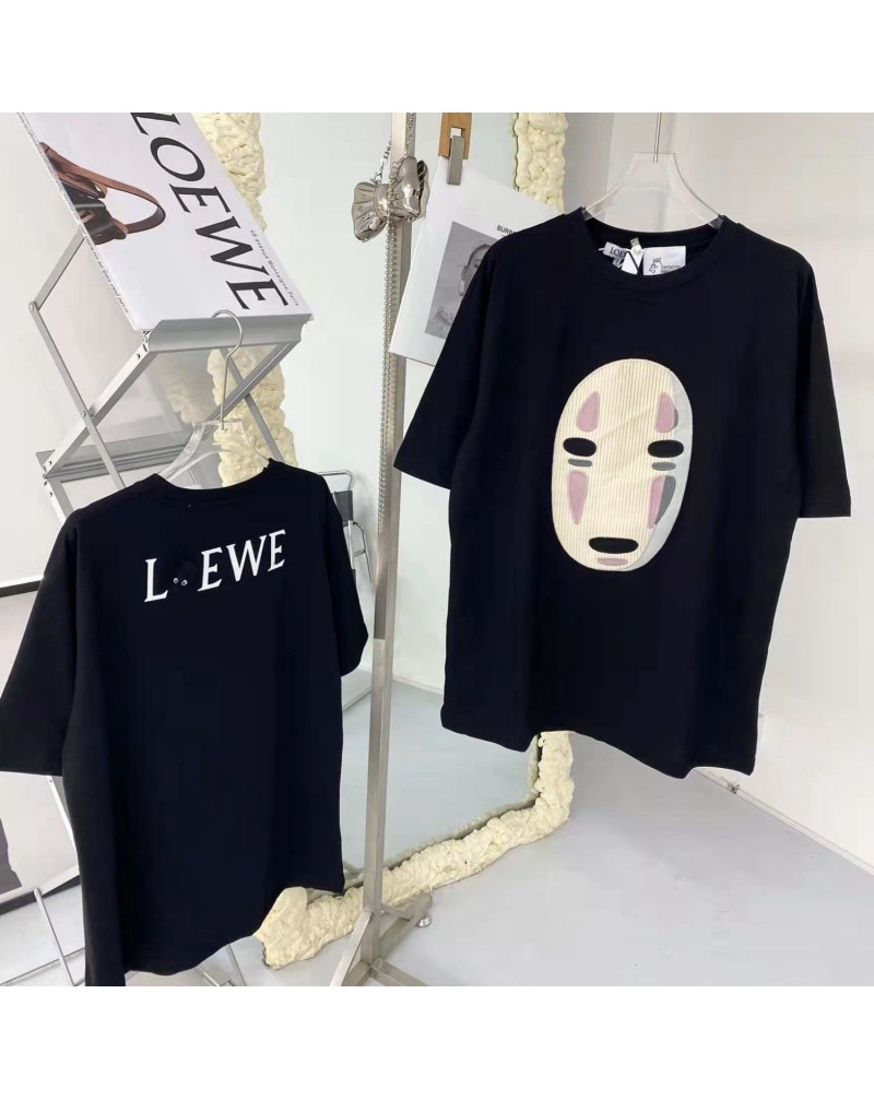 ロエベ Tシャツ半袖個性キャラクターカオナシ付きファッションティシャツトップス男女むけ