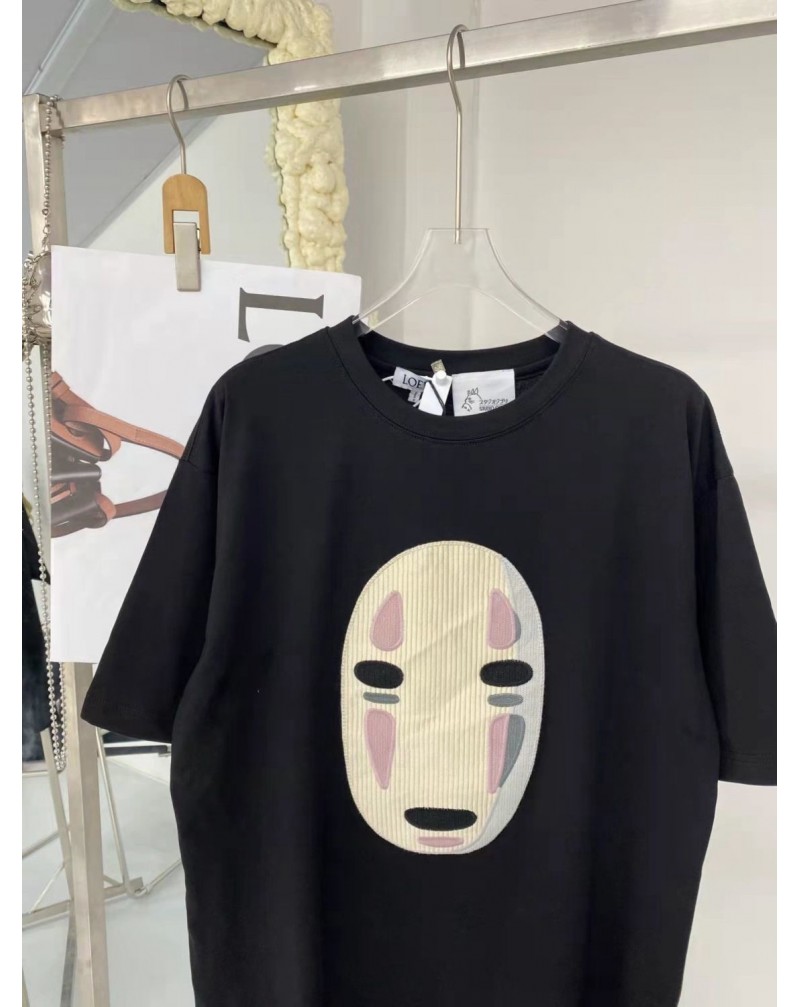ロエベ Tシャツ半袖個性キャラクターカオナシ付きファッションティシャツトップス男女むけ