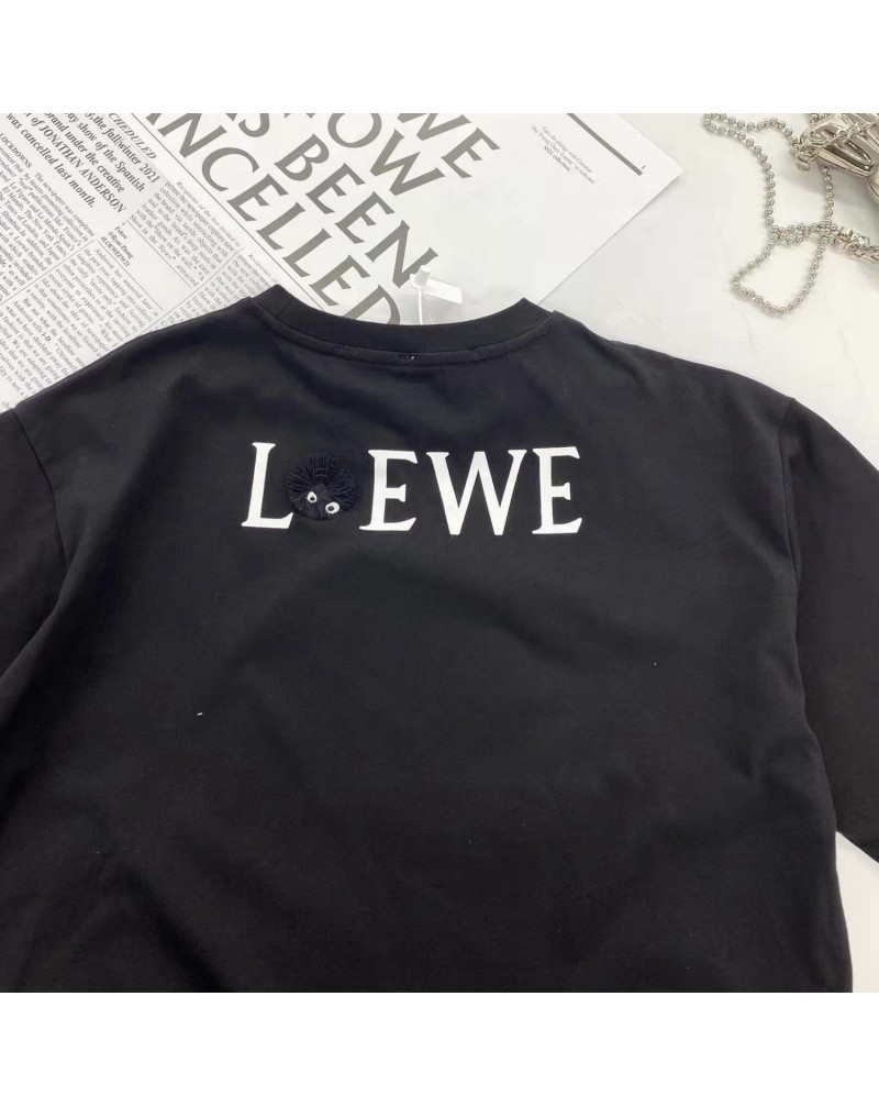 ロエベ Tシャツ半袖個性キャラクターカオナシ付きファッションティシャツトップス男女むけ