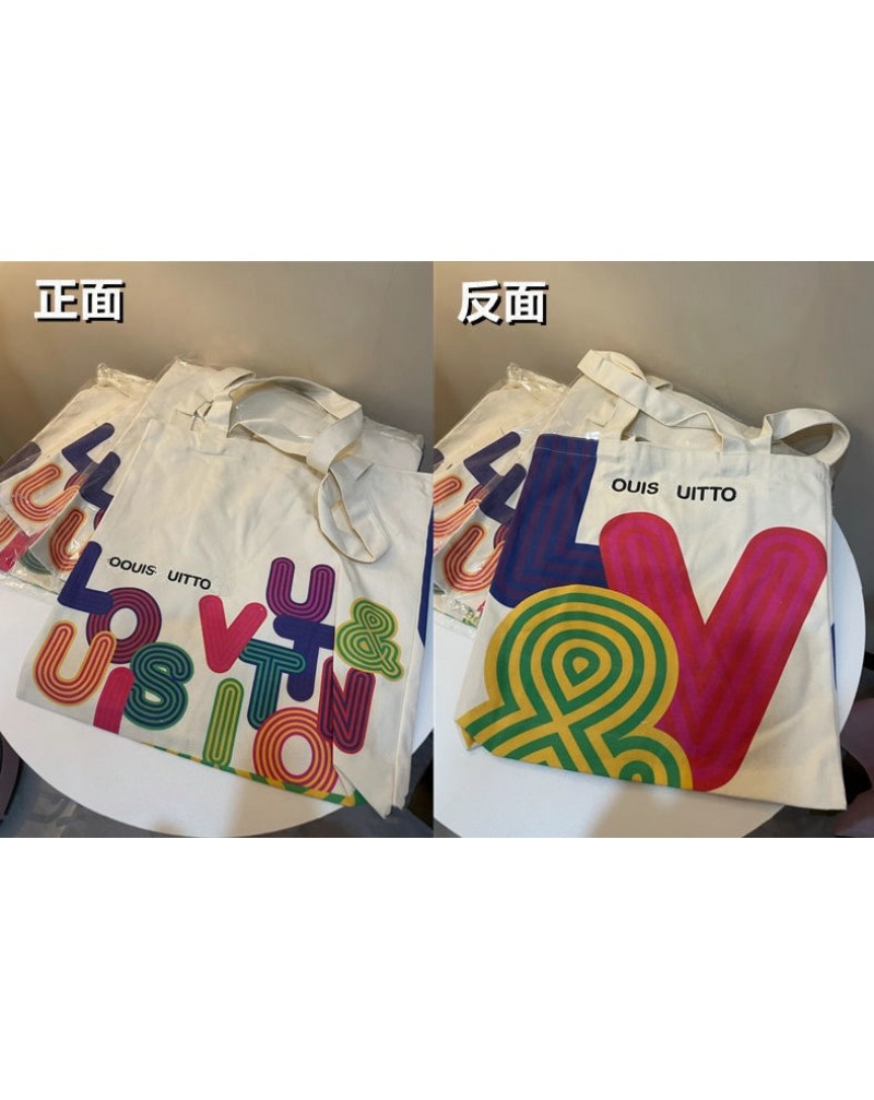 ヴィトンキャンバスバックお洒落ファッションバッグ個性プリント付き