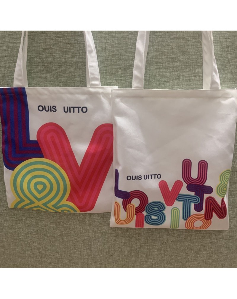ヴィトンキャンバスバックお洒落ファッションバッグ個性プリント付き