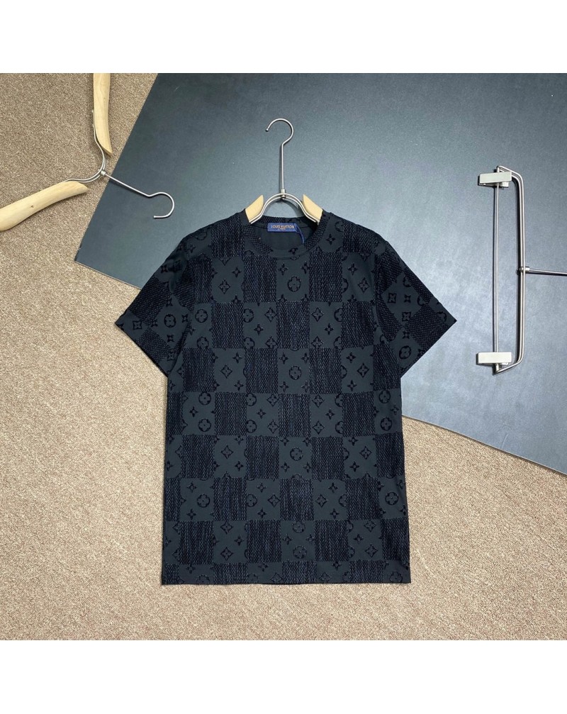 ルイヴィトン ｔシャツ半袖高級モノグラムダミエティシャツロゴの植毛レリーフトップスファッション人気新作