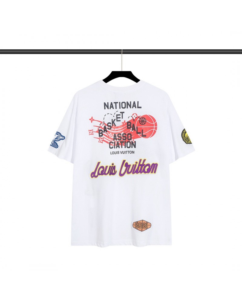 ルイヴィトン NBAコラボtシャツ半袖精緻刺繍プリント潮流個性ティシャツトップス男女向け超人気