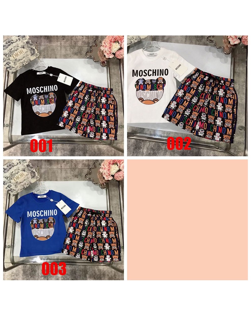 モスキーノtシャツハーフズボン2点セット子供用お洒落可愛いクマ付きティシャツ上下セットキッズむけ人気