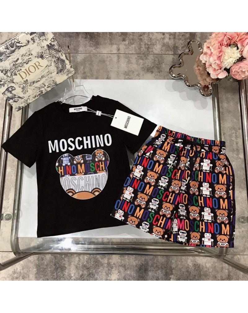 モスキーノtシャツハーフズボン2点セット子供用お洒落可愛いクマ付きティシャツ上下セットキッズむけ人気
