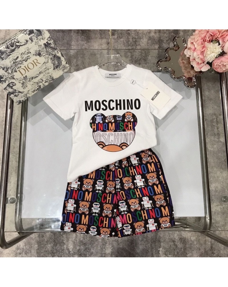 モスキーノtシャツハーフズボン2点セット子供用お洒落可愛いクマ付きティシャツ上下セットキッズむけ人気