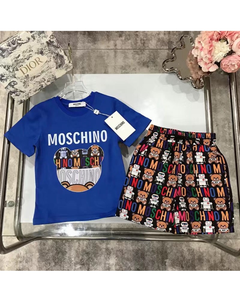 モスキーノtシャツハーフズボン2点セット子供用お洒落可愛いクマ付きティシャツ上下セットキッズむけ人気