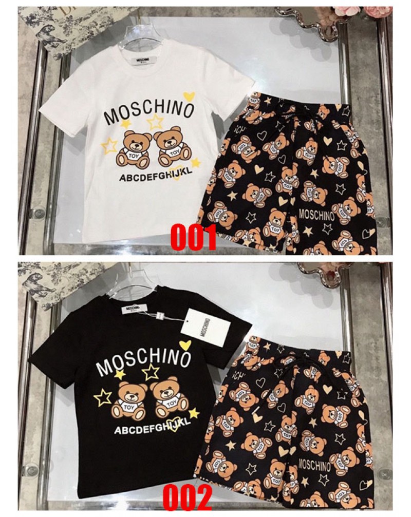 モスキーノ tシャツハーフズボン2点セット可愛いクマ付き半袖上下アップセットキッズお洒落服
