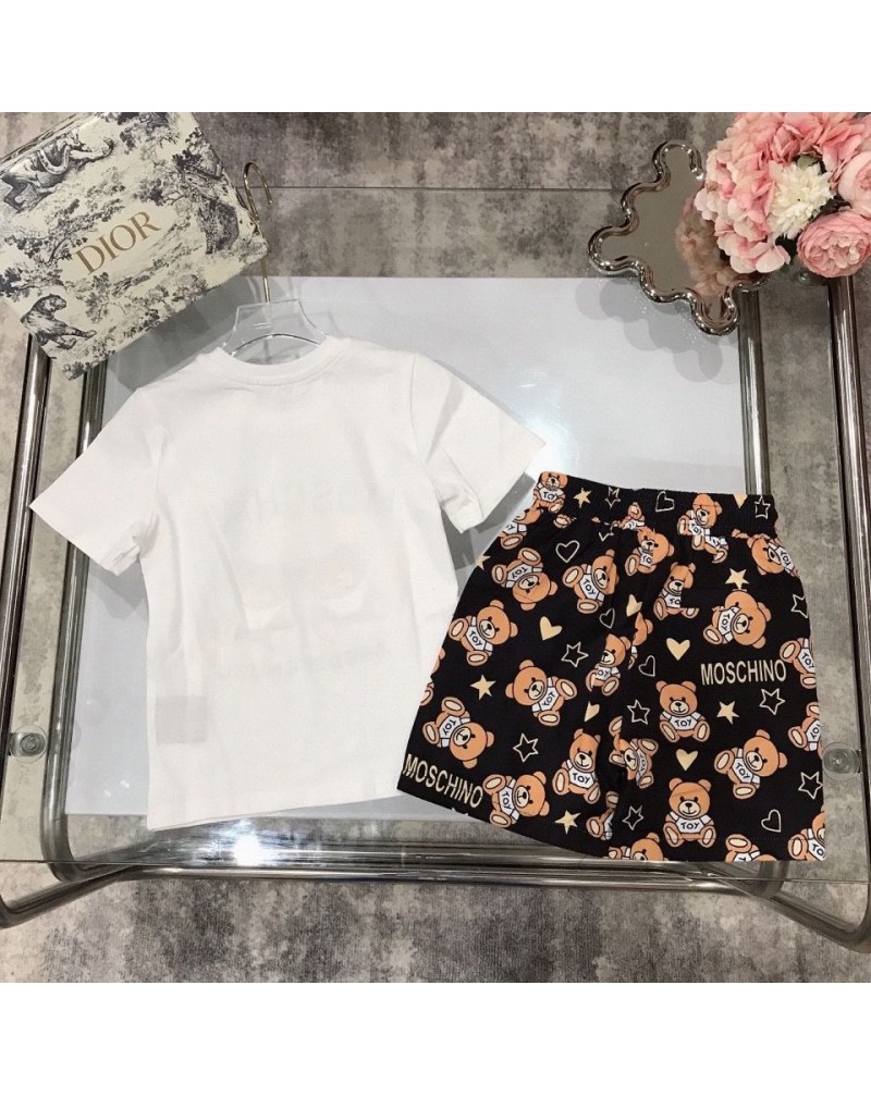 モスキーノ tシャツハーフズボン2点セット可愛いクマ付き半袖上下アップセットキッズお洒落服