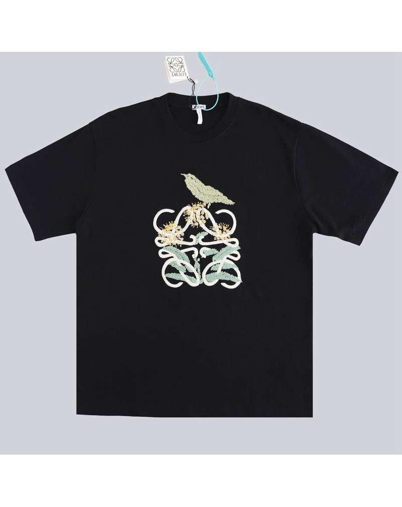 ロエベ tシャツ半袖精緻刺繍プリントお洒落高級ティシャツトップス男女向け超人気