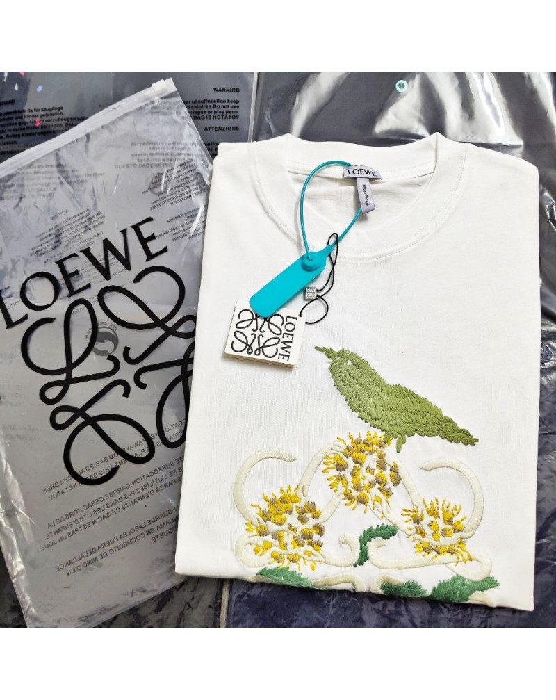 ロエベ tシャツ半袖精緻刺繍プリントお洒落高級ティシャツトップス男女向け超人気