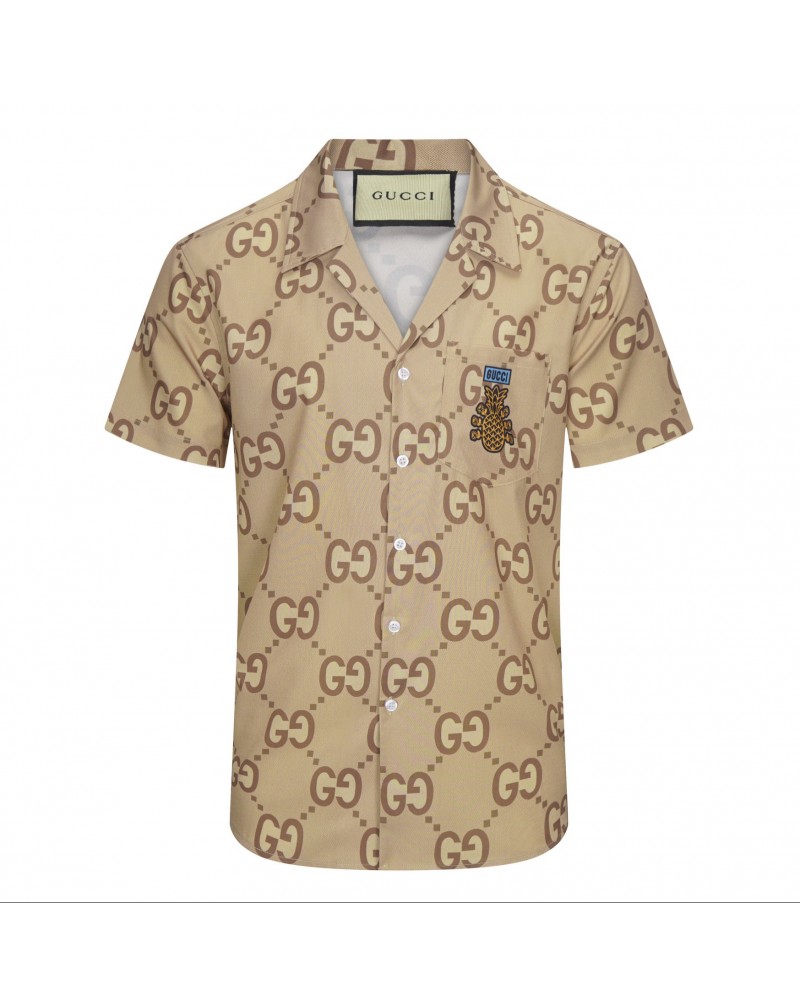グッチ 半袖シャツ経典ファッショントップス襟付き刺繍パイナップルファッション大人気