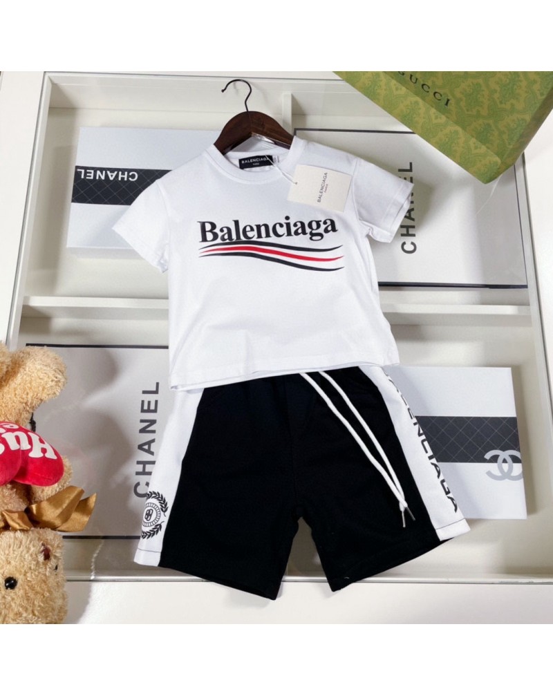 バレンシアガtシャツハースパンツセット子供用お洒落韓国風キッズ上下アップセットカジュアルファッション人気