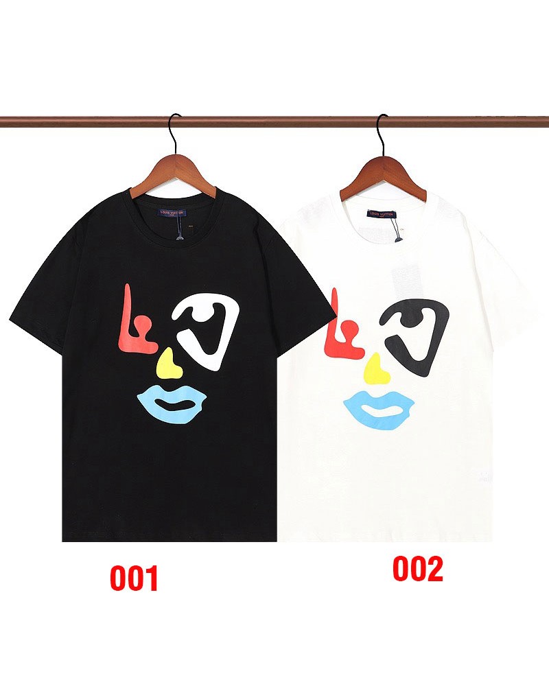ヴィトン半袖tシャツ新作個性プリント付きカジュアルファッション大人気カップル向け