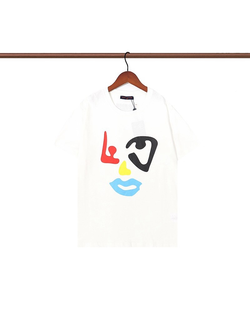 ヴィトン半袖tシャツ新作個性プリント付きカジュアルファッション大人気カップル向け
