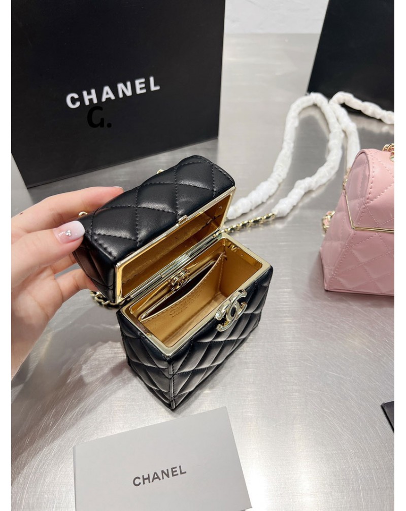 シャネル ミニショルダーバックお洒落可愛い斜め掛けバッグボックスデザインチェーン肩紐女性芸能人愛用高品質革製菱形設計22ss新作