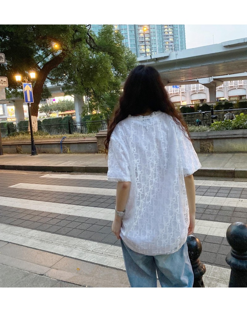 ディオール tシャツ半袖高級人気新作透かし彫りティシャツトップスメンズレディースむけ