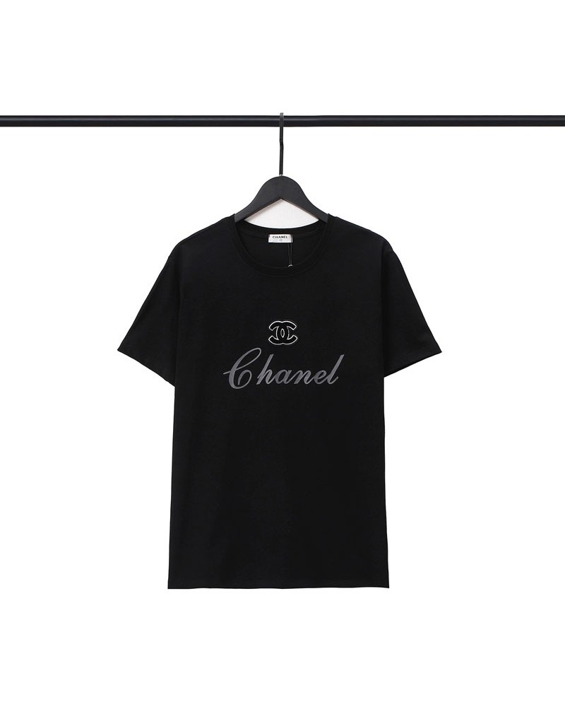 シャネル tシャツ半袖カジュアル小香風お洒落ティシャツトップス刺繍ペアお揃い人気