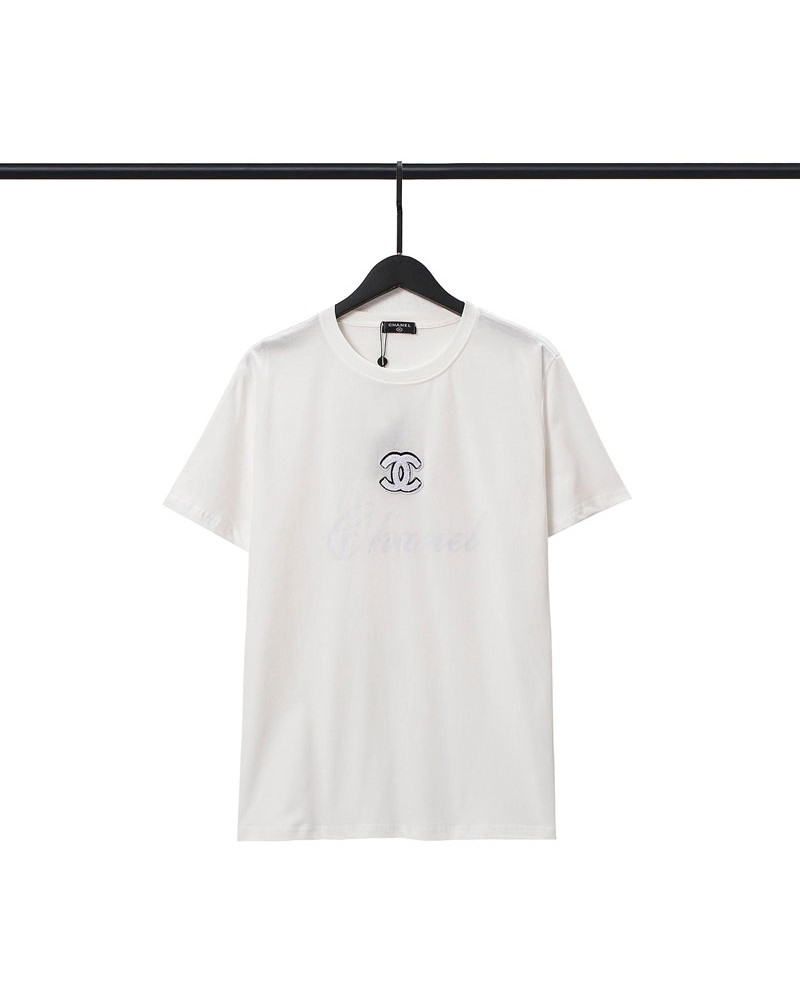 シャネル tシャツ半袖カジュアル小香風お洒落ティシャツトップス刺繍ペアお揃い人気