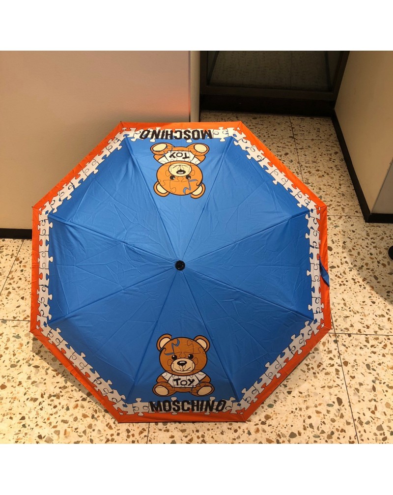 モスキーノカサ可愛いクマプリント付きお洒落晴雨兼用傘三つ折り人気カサ自動機能ボタン紫外線UVカット防止梅雨対策