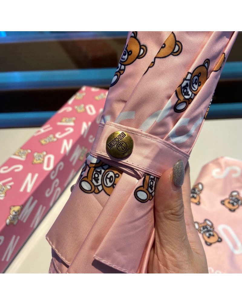 モスキーノカサ可愛いtoyくまちゃん付き傘三つ折り晴雨兼用紫外線uvカット防止梅雨対策お洒落人気