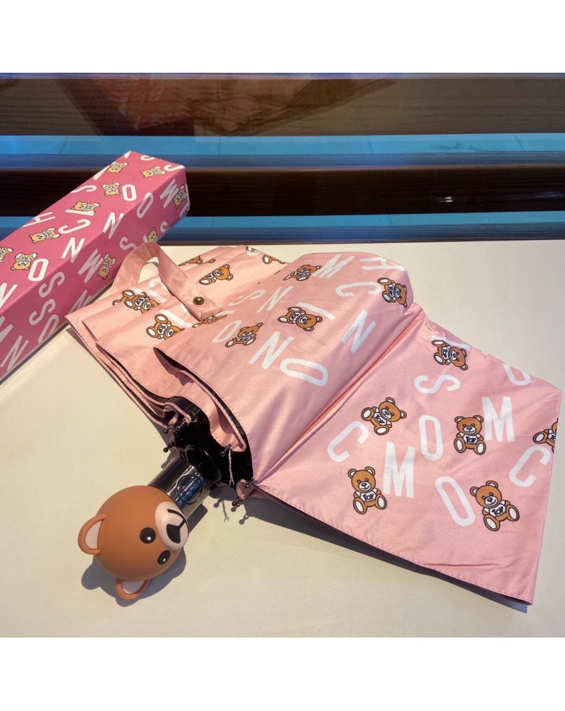 モスキーノカサ可愛いtoyくまちゃん付き傘三つ折り晴雨兼用紫外線uvカット防止梅雨対策お洒落人気