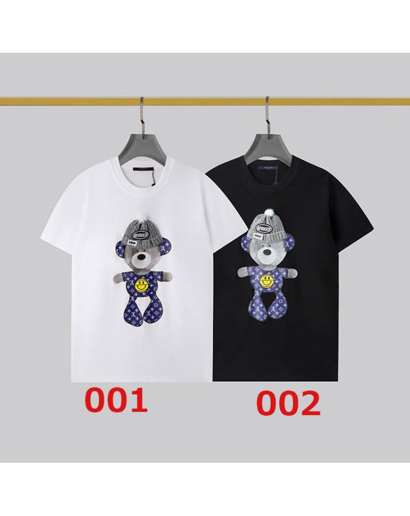 ヴィトンtシャツ半袖お洒落個性くま付き人気ティシャツコットン製トップスカジュアルファッション上着男女向け ヴィトンtシャツ半袖お洒落個性くま付き人気ティシャツコットン製トップスカジュアルファッション上着男女向け