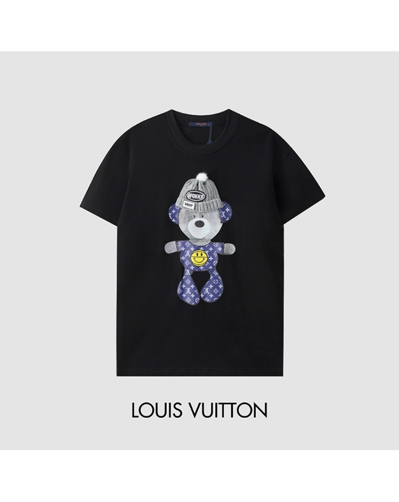 ヴィトンtシャツ半袖お洒落個性くま付き人気ティシャツコットン製トップスカジュアルファッション上着男女向け ヴィトンtシャツ半袖お洒落個性くま付き人気ティシャツコットン製トップスカジュアルファッション上着男女向け