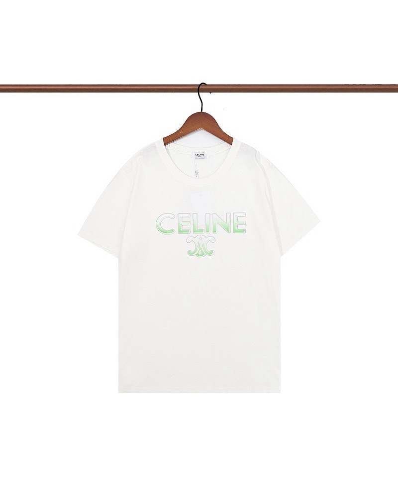 セリーヌ 半袖tシャツお洒落グラデーション凹凸プリントファッションカジュアルティシャツトップス男女向け