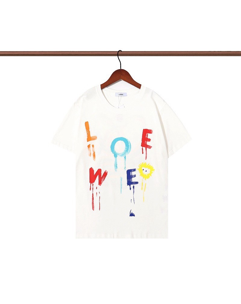 ロエベ 半袖tシャツ個性落書きティシャツトップスカジュアルファッション人気男女向けコットンソフト通気性よい