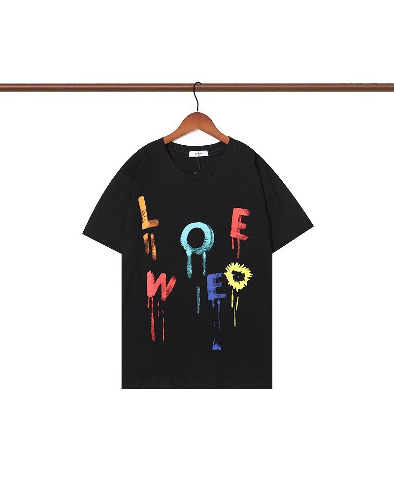 ロエベ 半袖tシャツ個性落書きティシャツトップスカジュアルファッション人気男女向けコットンソフト通気性よい