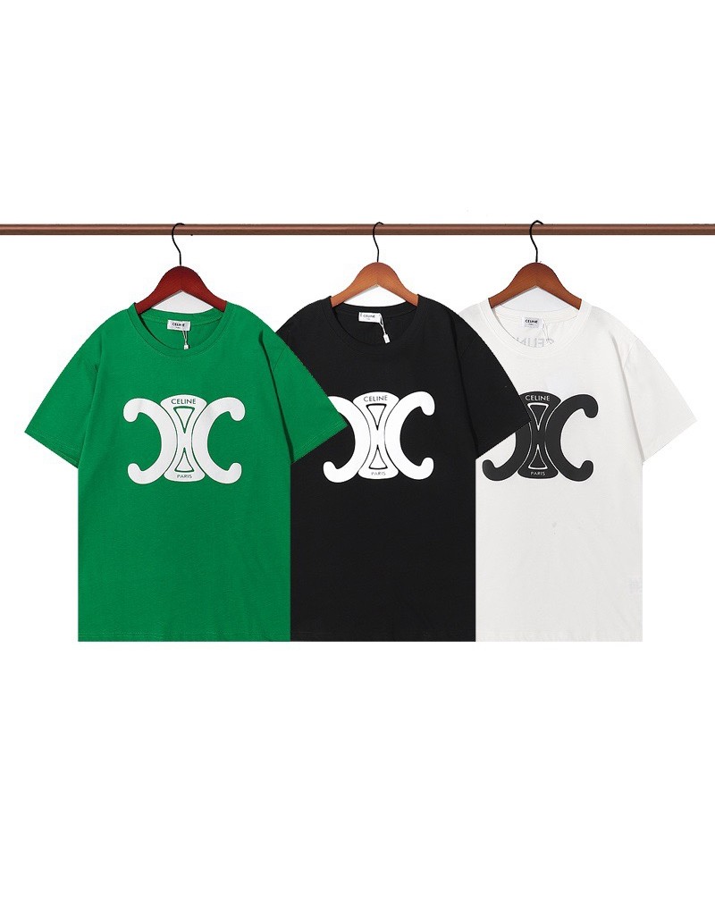 セリーヌ tシャツ半袖お洒落人気カジュアルトップス男女向けコットン製ソフト通気性よい