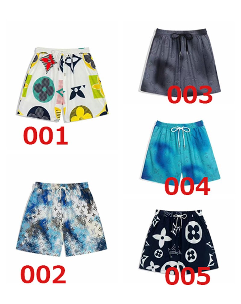 ヴィトンハーフパンツお洒落個性プリント付きハーフパンツカジュアル弾力性ウエストサイズ調節可能