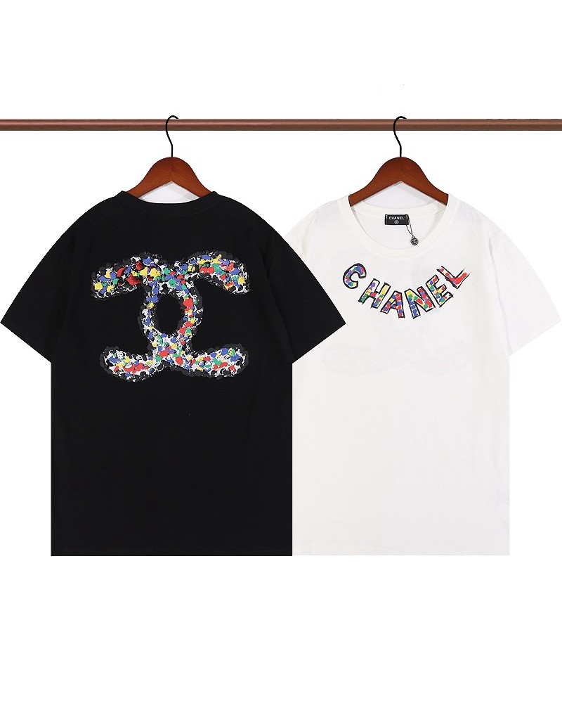 シャネル 半袖tシャツお洒落プリント付き小香風ティシャツコットン製ファッション大人気